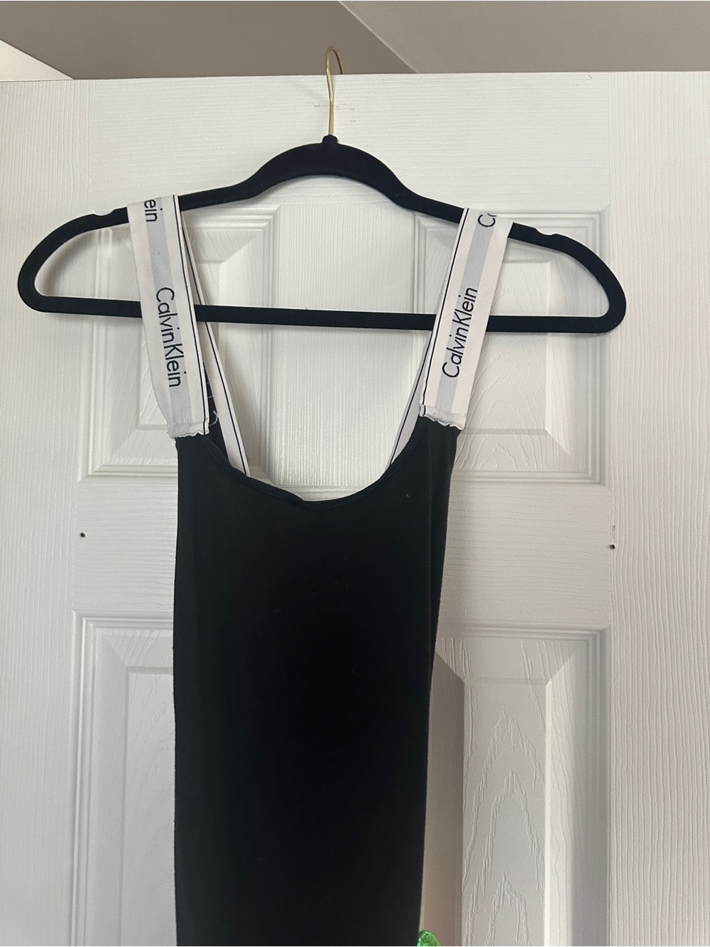 Calvin Klein Black Tank Bodysuit with White Logo Straps